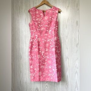 AG Phillips Textured Pink Floral Fabric Slit Neckline Sleeveless Dress Size 6